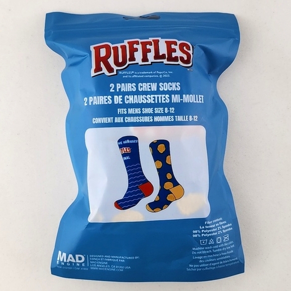 Ruffles 1 Pair Boxers + 2 Crew Sock Snack Aisle Original In Bag Size Med (31-33) - Picture 5 of 16